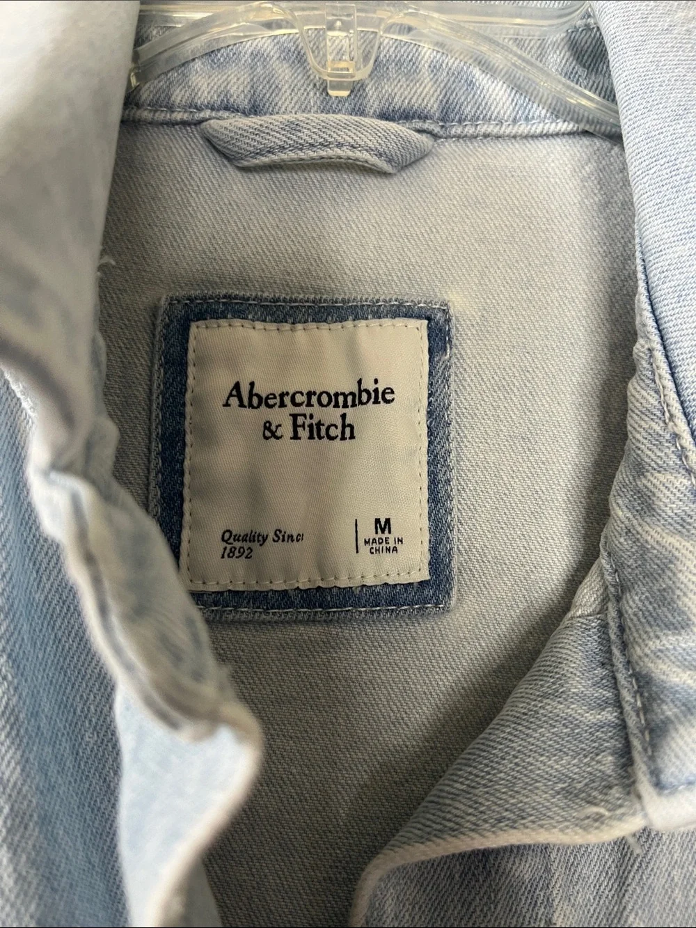 Abercrombie & Fitch Denim Shacket Long Button Down 90’s style Jean layering top - Picture 5 of 6